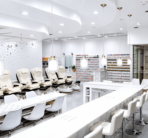 Rino Nail Bar interior - modern professional nail salon in Denver CO with relaxing atmosphere